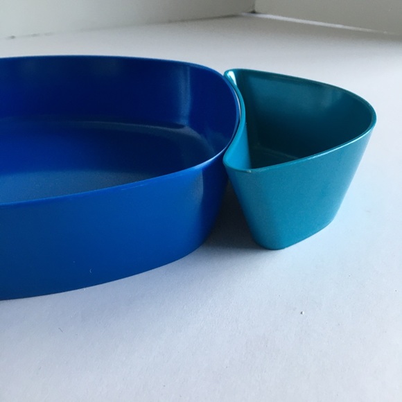 Pier 1 Dining Pier Fish Snack Dishes New Vintage Blue Aqua Plastic